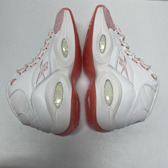 Reebok Question Mid Pink Toe G55120 Size 9.5 White Pink Allen Iverson Camron